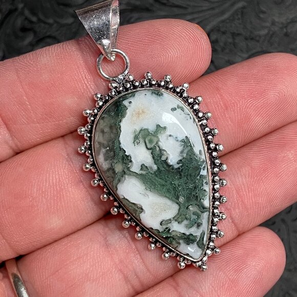 Natural Tree Agate Pendant Stone Crystal Jewelry - Picture 4 of 6